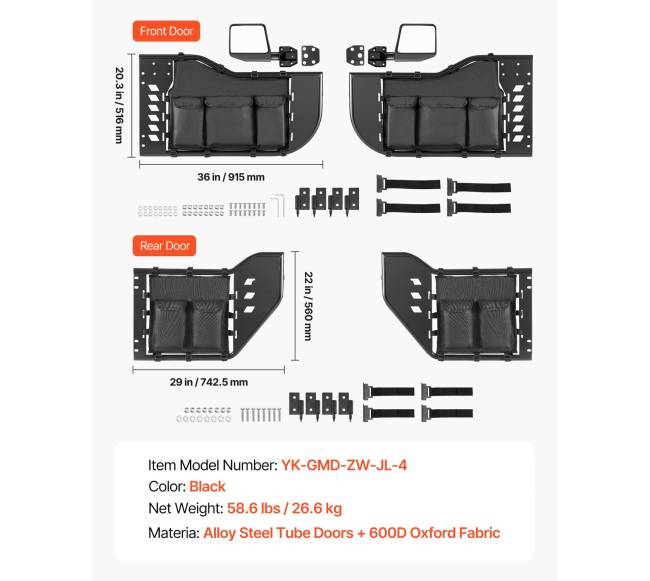 Jeep Wrangler ir Gladiator plieninės durys6