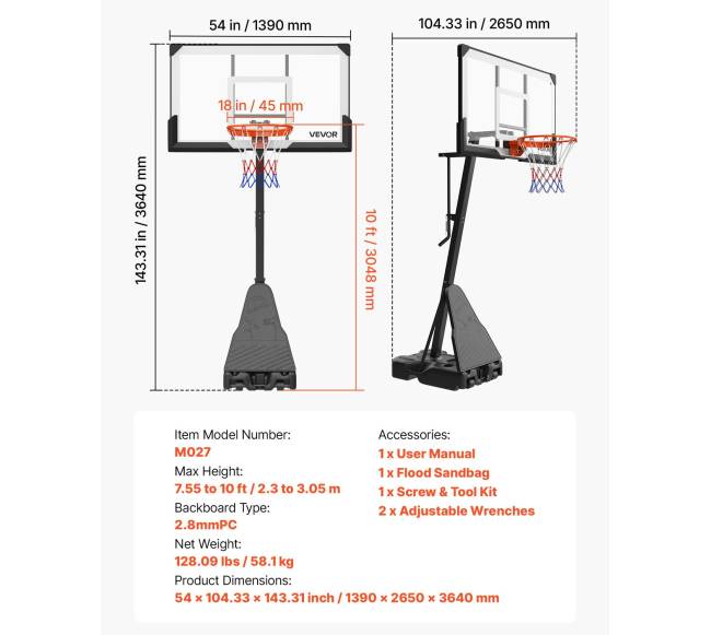 Nešiojama krepšinio lenta su aukščio reguliavimu6