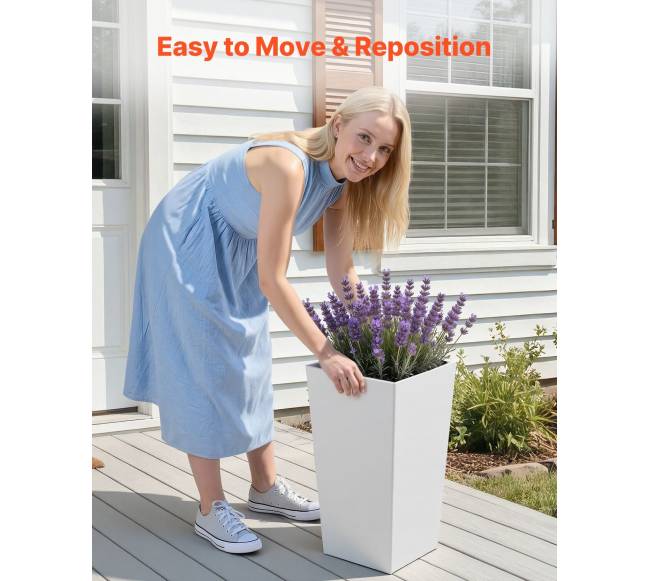 Aukšti vazonai rinkinys 2 vnt, 550 mm, balti3