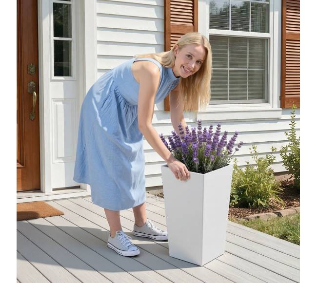 Aukšti vazonai rinkinys 2 vnt, 550 mm, balti7