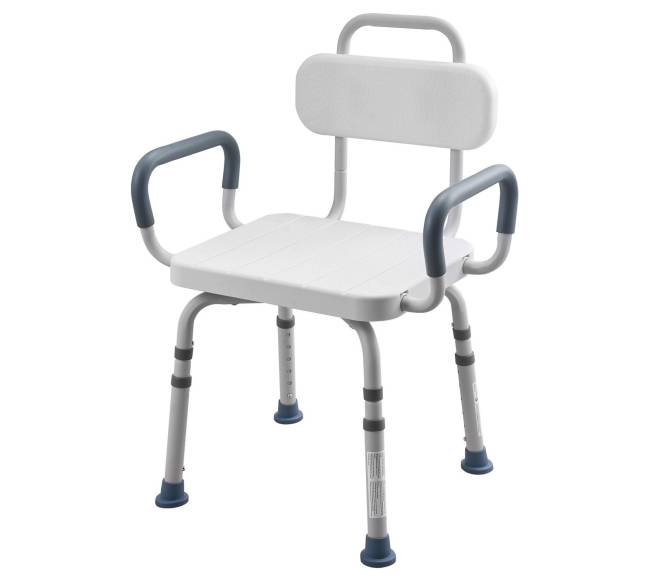 Pasukamas dušo kėdė su atlošu ir porankiais0