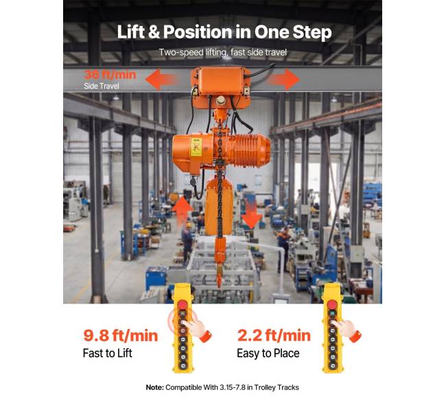 2000 kg elektrinis grandinės keltuvas, 6,1 m aukštis2