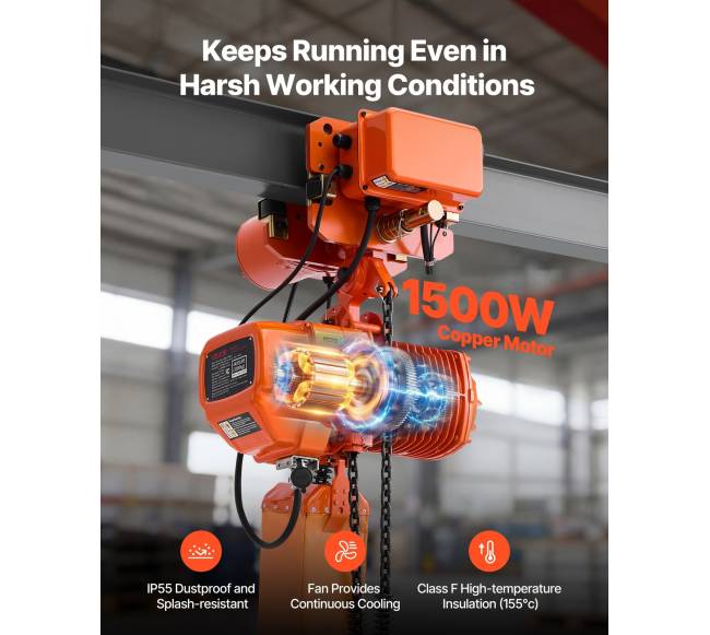 2000 kg elektrinis grandinės keltuvas, 6,1 m aukštis5