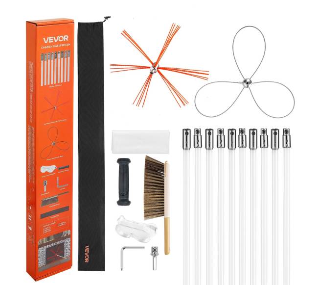 Dūmtraukio valymo rinkinys 10 m su šepečiais0