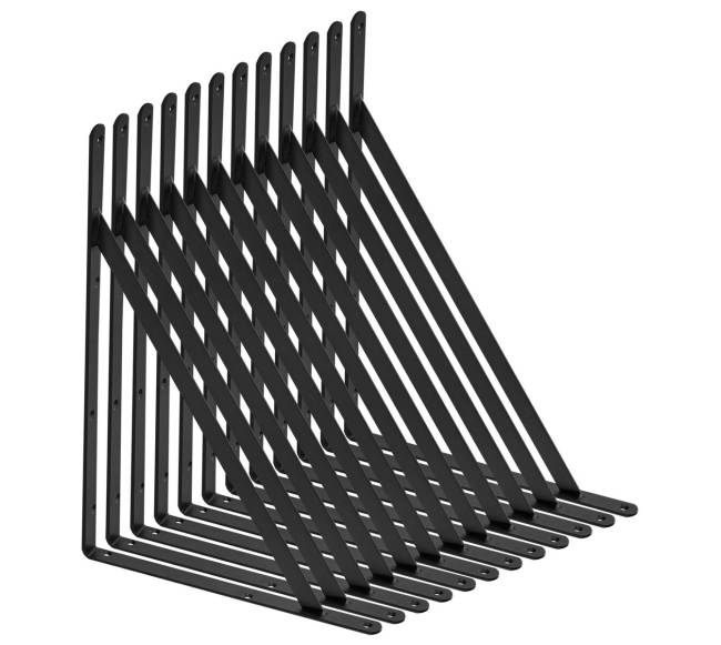 Trikampiai lentynų laikikliai 12 vnt., juodi0