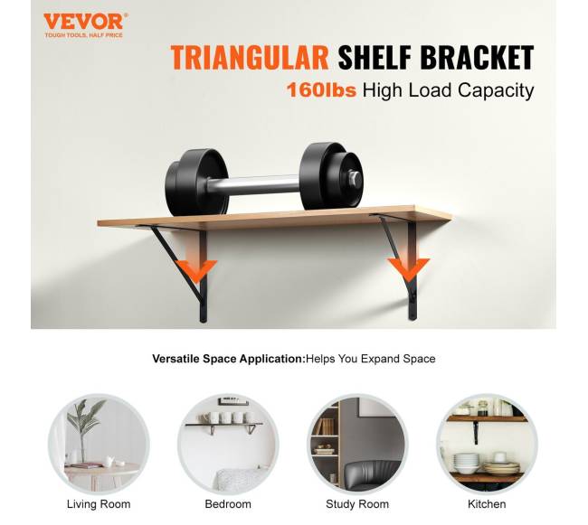 Trikampiai lentynų laikikliai 12 vnt., juodi1