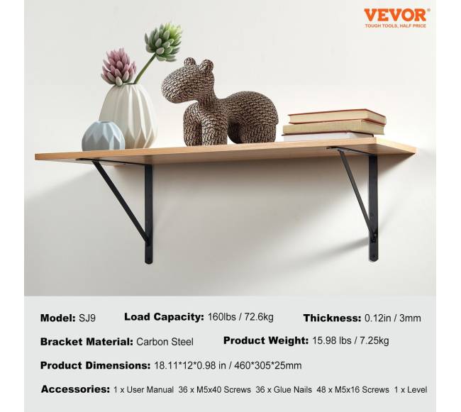 Trikampiai lentynų laikikliai 12 vnt., juodi6