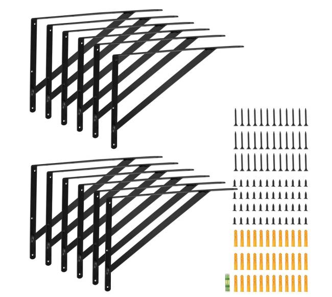 Trikampiai lentynų laikikliai 12 vnt., juodi8