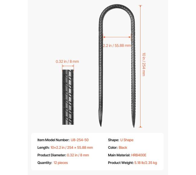 10 colių 12 vnt. U formos plieniniai įkalimai6