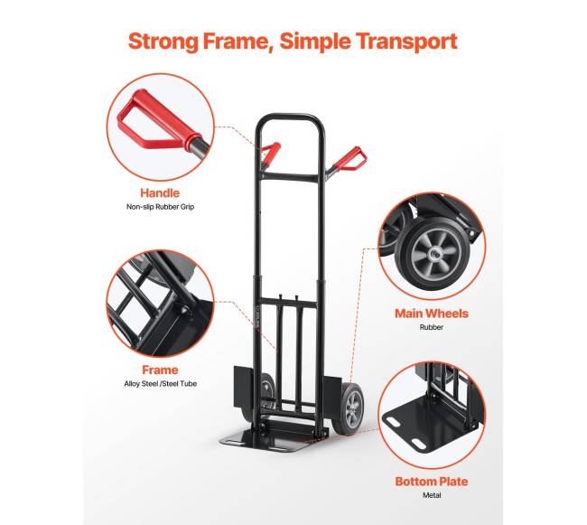 Rankinis vežimėlis su ratukais ir reguliuojama rankena3