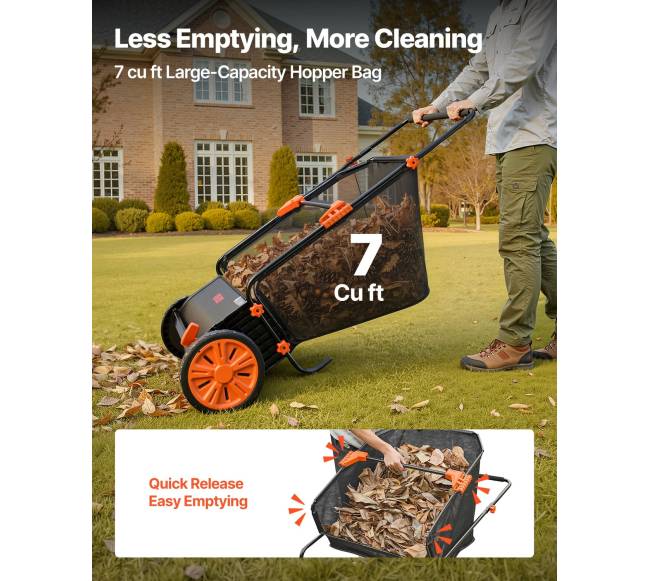 Stumiamas vejos šluotuvas 66 cm su surinkimo krepšiu5