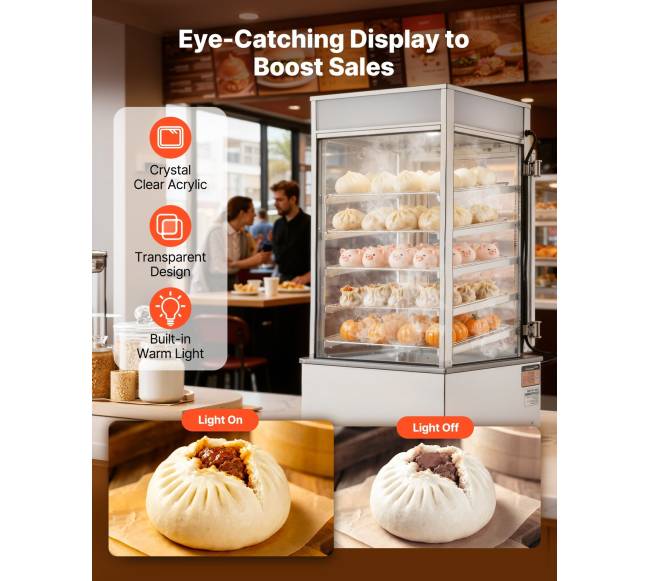 5 aukštų maisto šildymo vitrina su LED3