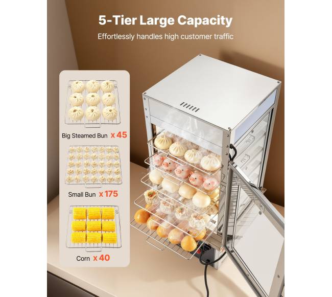 5 aukštų maisto šildymo vitrina su LED4