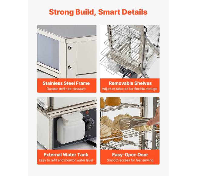 5 aukštų maisto šildymo vitrina su LED5