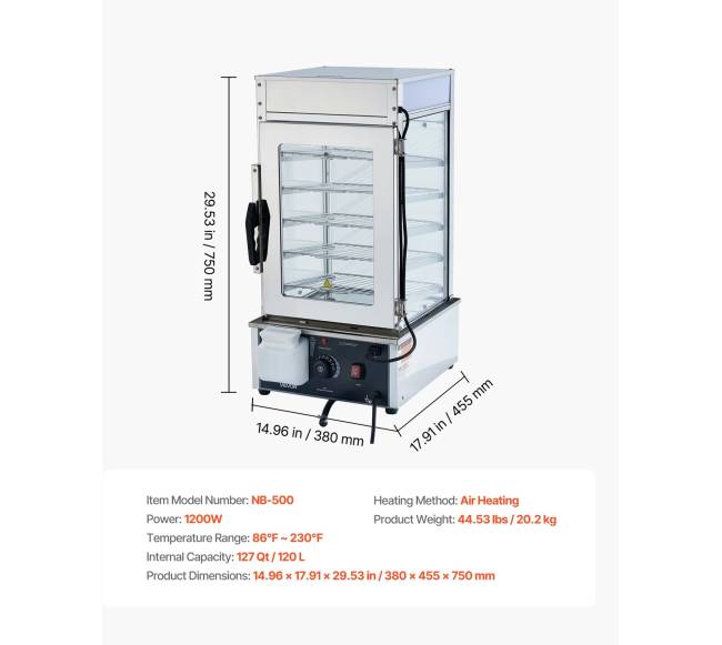 5 aukštų maisto šildymo vitrina su LED6