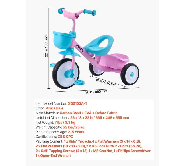 Vaikiškas triratis 2-5 metų vaikams6