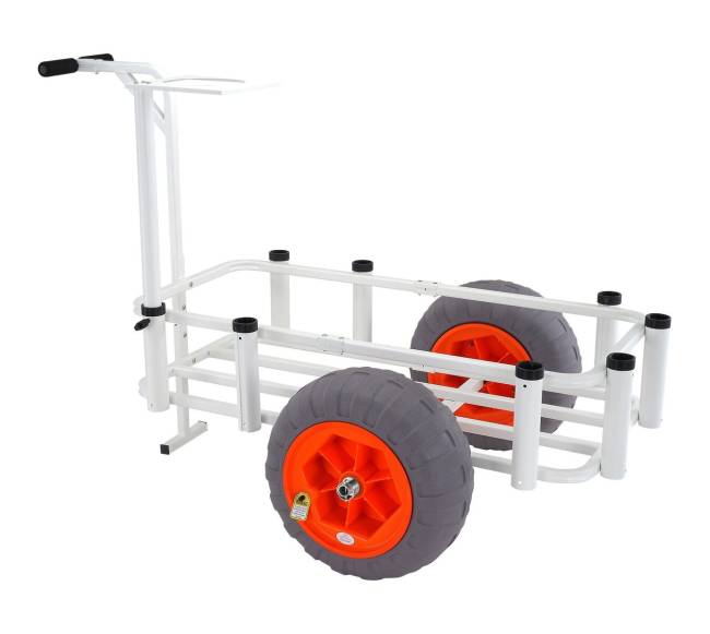 Paplūdimio žvejybos vežimėlis su 8 laikikliais meškerėms0