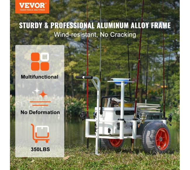 Paplūdimio žvejybos vežimėlis su 8 laikikliais meškerėms1