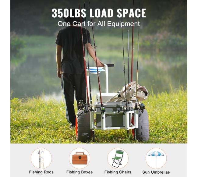 Paplūdimio žvejybos vežimėlis su 8 laikikliais meškerėms3