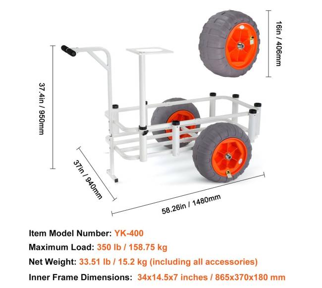 Paplūdimio žvejybos vežimėlis su 8 laikikliais meškerėms6