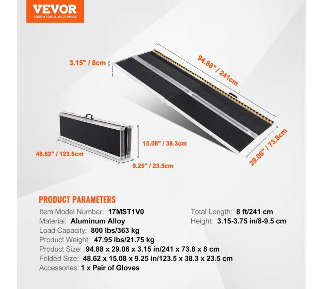 Nešiojama neįgaliųjų rampa 8 ft 363 kg6