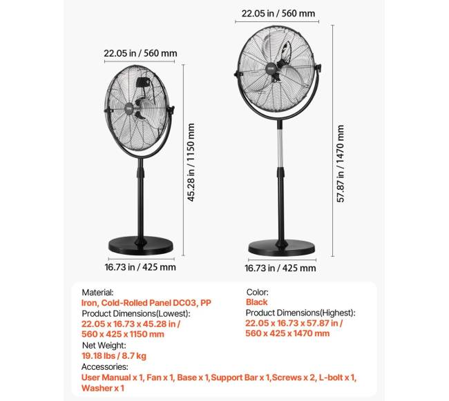 45,3-57,9 cm reguliuojamas pramoninis ventiliatorius6