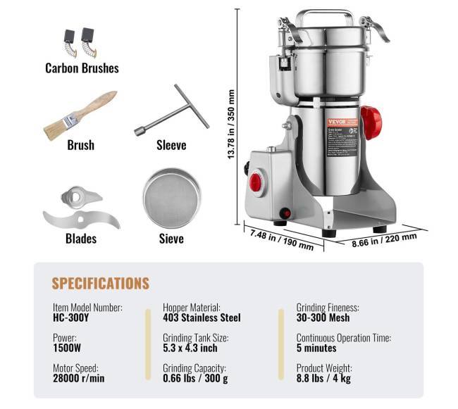 Elektrinė pramoninė prieskonių malūnėlė 300g6