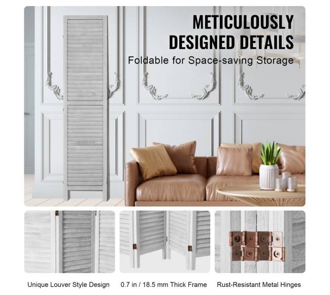 Medinė kambario pertvara, 4 panelių4