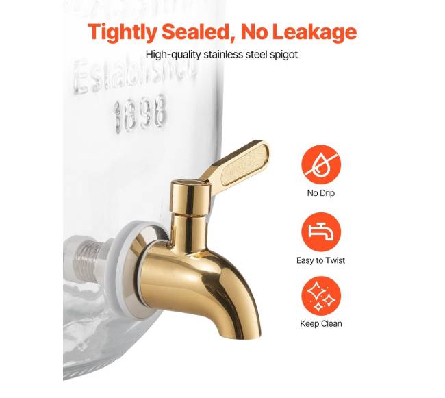 Gėrimų dozatorius vakarėliams, 8L stiklinis su stovu2