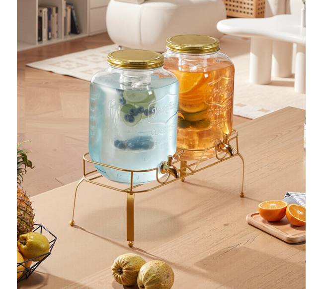 Gėrimų dozatorius vakarėliams, 8L stiklinis su stovu7