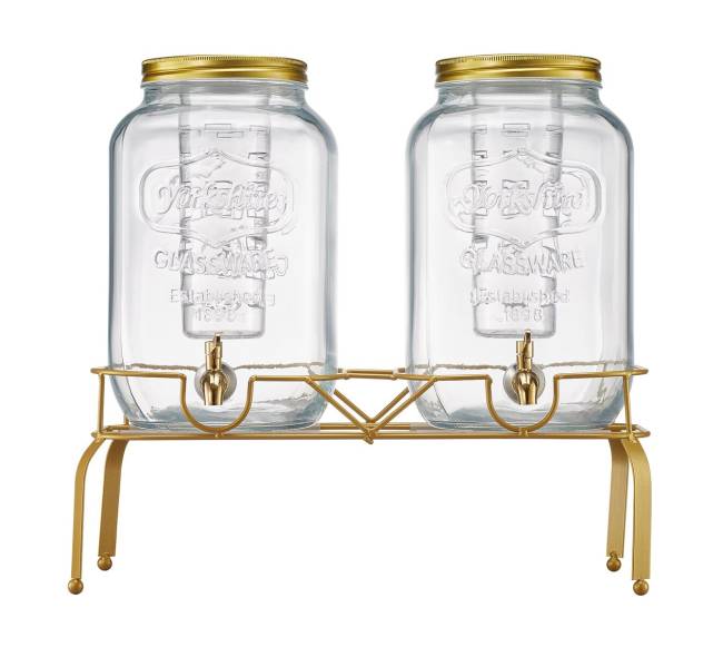 Gėrimų dozatorius vakarėliams, 8L stiklinis su stovu8