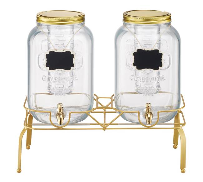 Gėrimų dozatorius vakarėliams, 8L stiklinis su stovu9