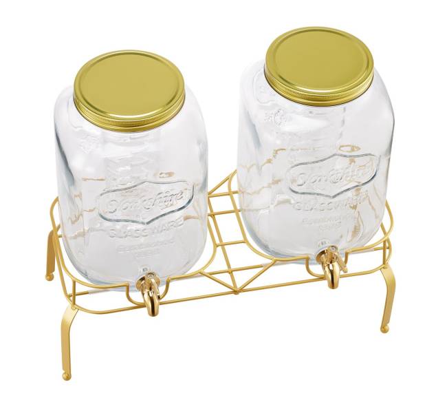 Gėrimų dozatorius vakarėliams, 8L stiklinis su stovu10