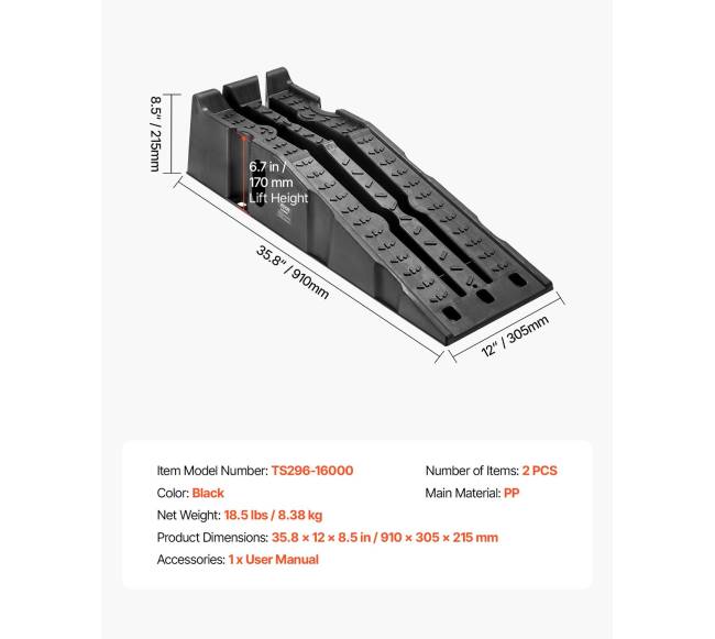 Automobilių rampas 7257 kg, 170 mm pakėlimas6