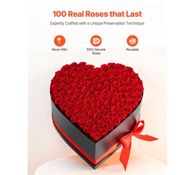 Amžinos rožės širdies formos dėžutėje1