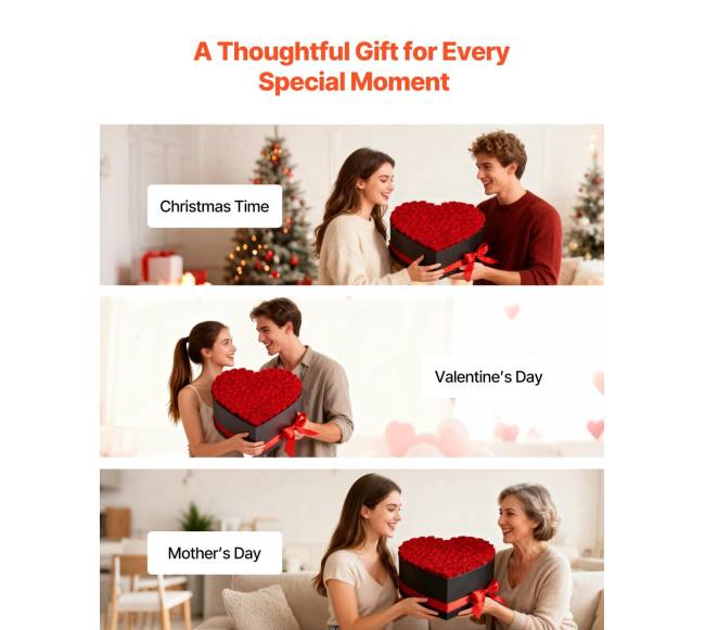 Amžinos rožės širdies formos dėžutėje4