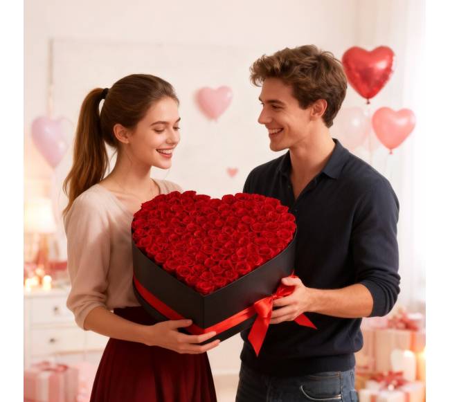 Amžinos rožės širdies formos dėžutėje7