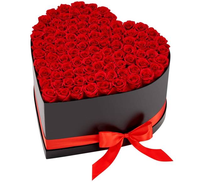 Amžinos rožės širdies formos dėžutėje9