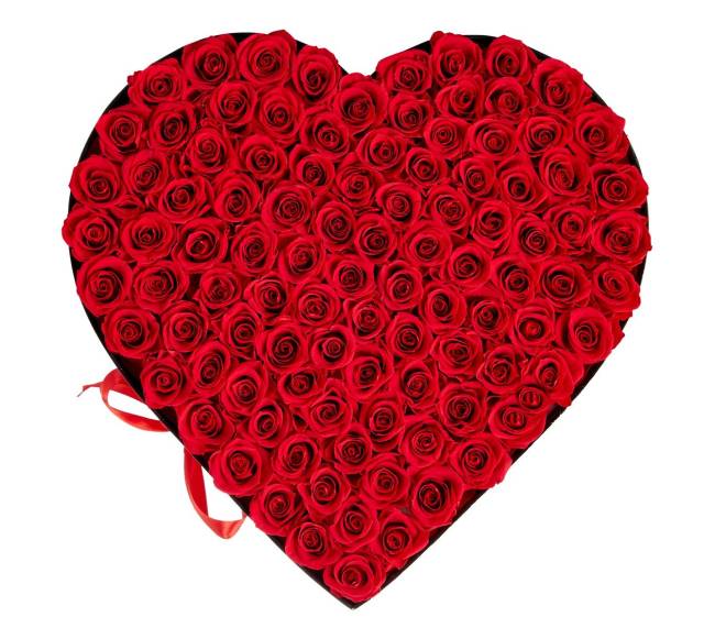 Amžinos rožės širdies formos dėžutėje10