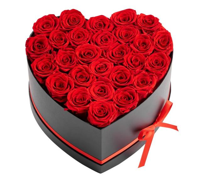 Amžinos gėlės širdies formos dėžutėje0