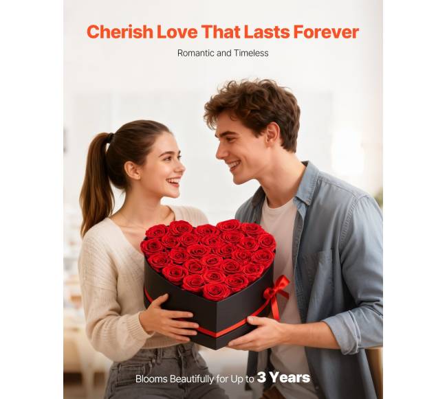 Amžinos gėlės širdies formos dėžutėje2