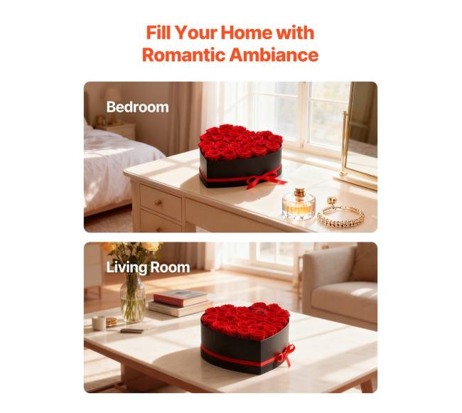 Amžinos gėlės širdies formos dėžutėje5