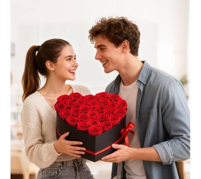Amžinos gėlės širdies formos dėžutėje7
