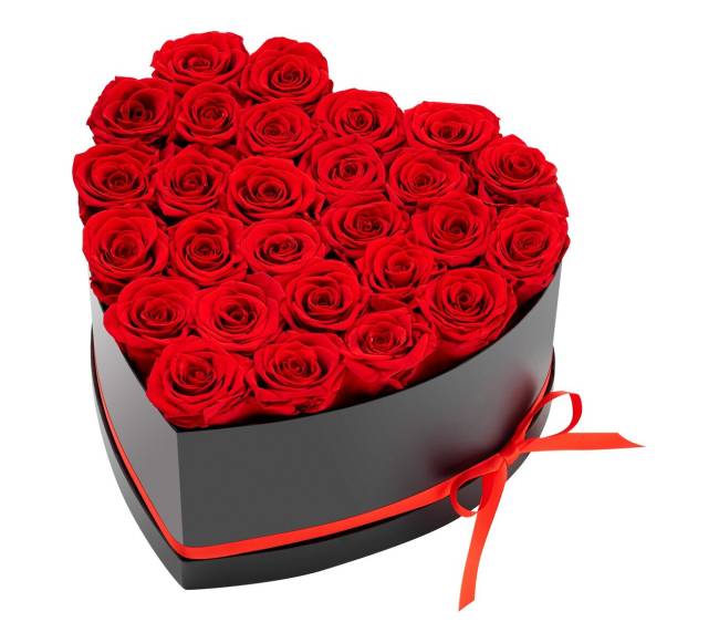 Amžinos gėlės širdies formos dėžutėje9
