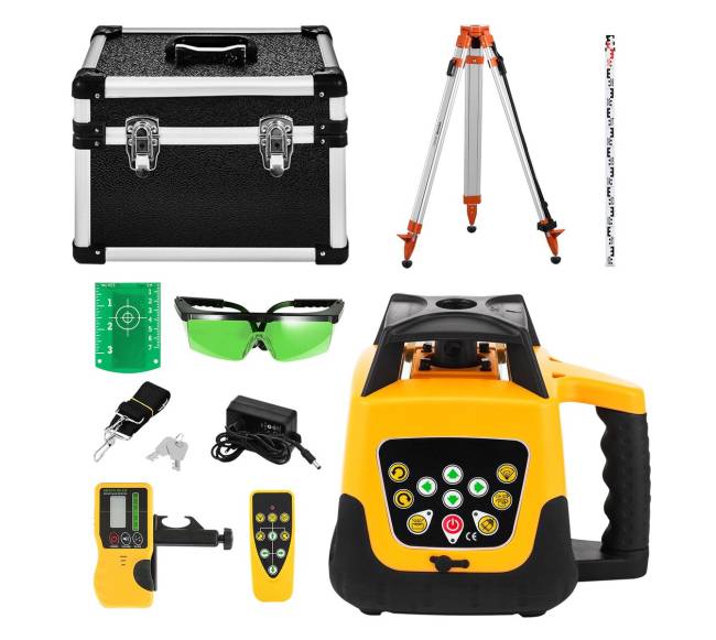 rotacinis lazerinis lygintuvas su trikojais ir matavimo skale0