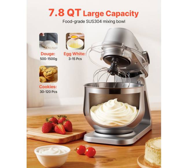 Elektrinė virtuvinė tešlos maišyklė 7,4 L, 1800W4
