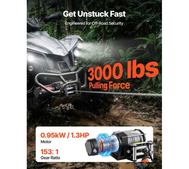 1360 kg elektrinis gervė 12V DC ATVUTV1