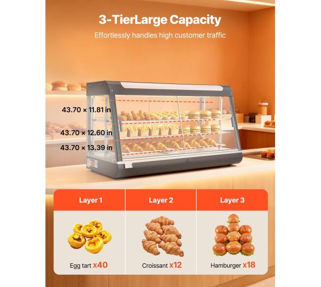 Trijų aukštų maisto šildytuvas vitrina4