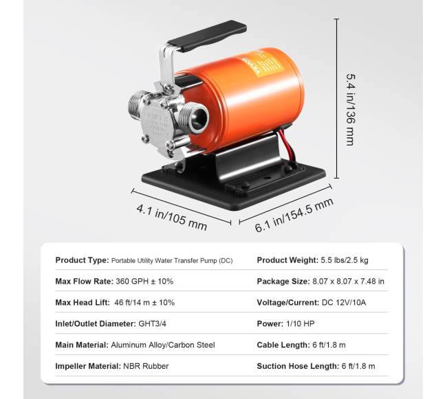 Nešiojamas vandens siurblys perkėlimui 12V6