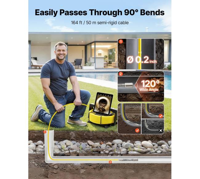 Kanalizacijos kamera su WiFi, 50 m kabeliu3